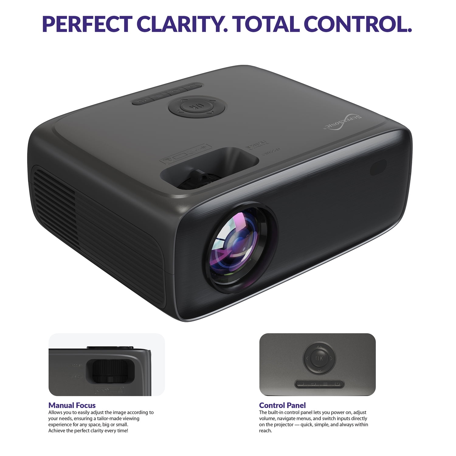 Supersonic 1080p 300-ANSI-Lumen Compact LED Projector with Bluetooth and Remote
