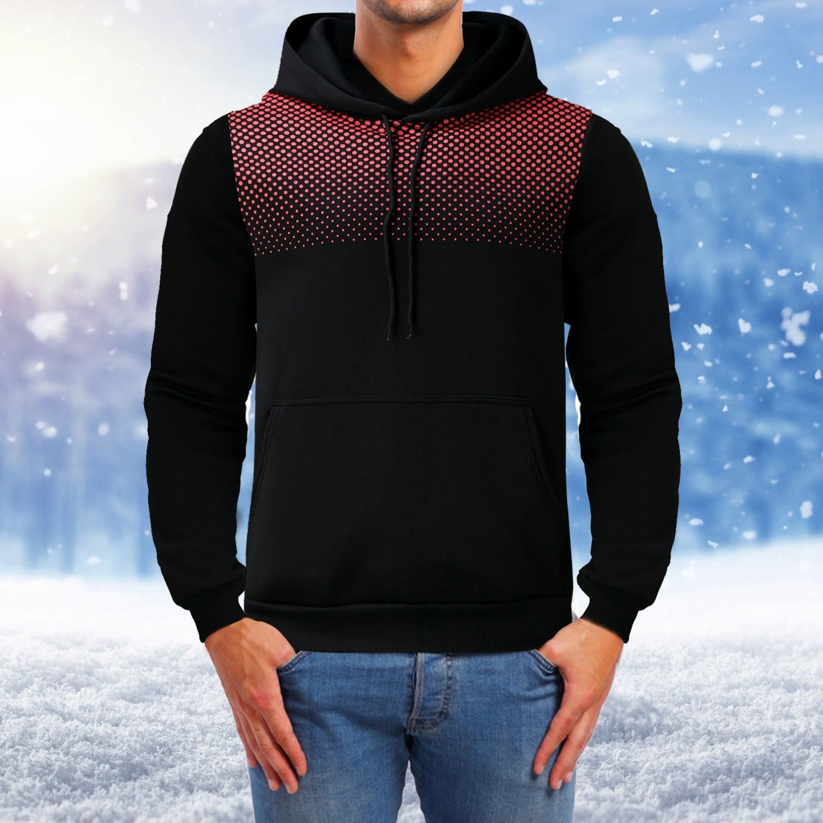 LEEy-world Hoodies For Men Men's Hoodies Fully Sherpa Lined Zip Up  Sweatshirts Heavy Thick Jacket Warm Winter Workout Pullover Black,XXL 