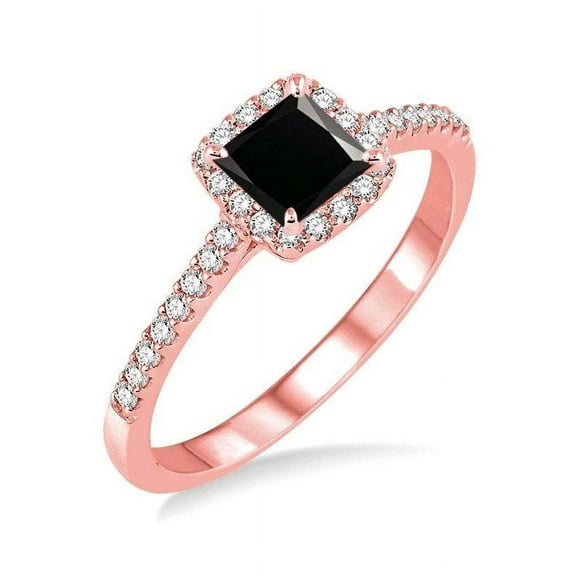 Perfect 1.50 Carat Princess cut Halo Diamond Engagement Ring for Women in 14k Rose Gold