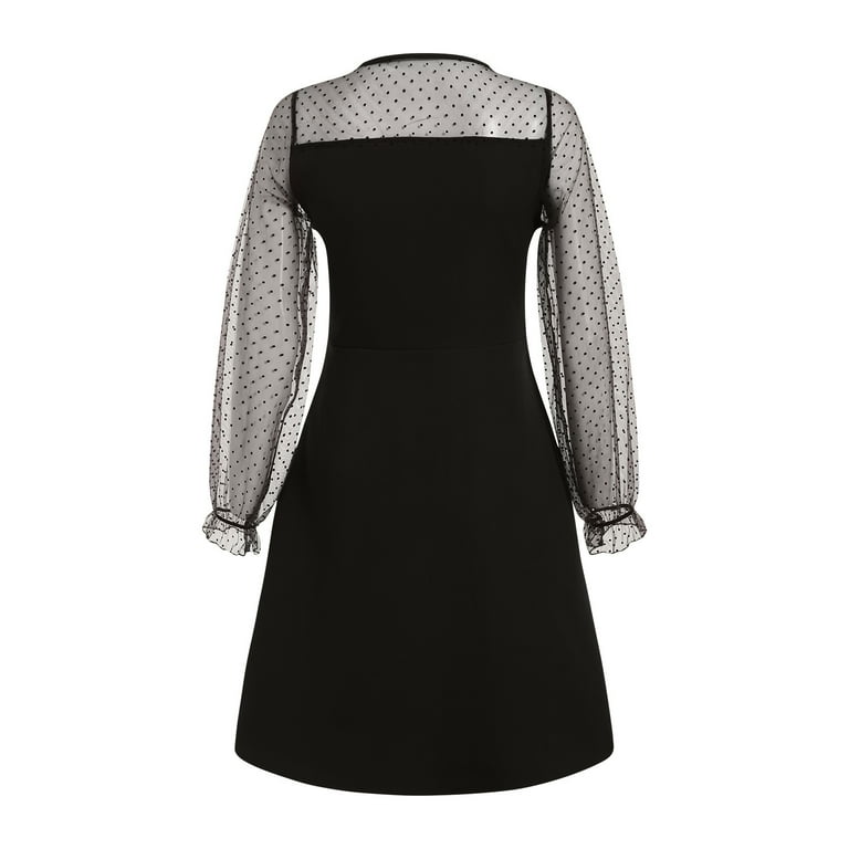 knee length dresses for ladies Wilder | Black Embellished Square-Neck Long-Sleeve Skater Mini Dress