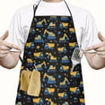 thumbnail image 2 of Cartoon Construction Vehicles Stars Apron-Garden Aprons for Women with Pockets-Cotton Linen Waterproof Kitchen Cooking Gardening Aprons Adjustable for Kitchen,Cooking,BBQ and Salon 33x27 Inch, 2 of 7