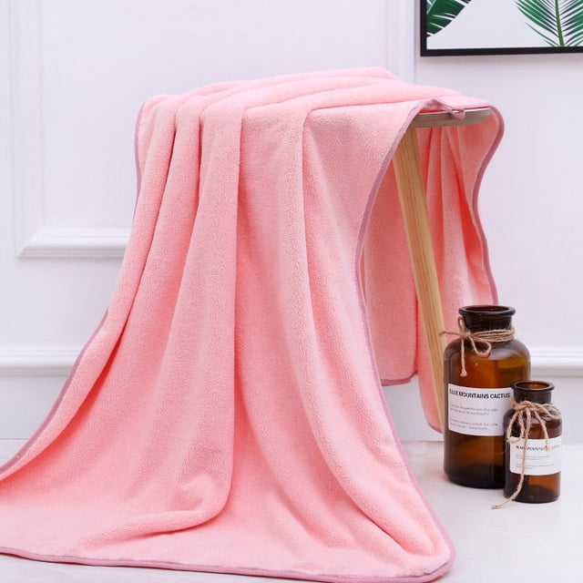 Nvzi Toallas de baño de 3 piezas, 23,62 x 47,24 pulgadas, perfectas para el día a día, ligeras, de secado rápido, de vellón coral para tu baño (rosa)
