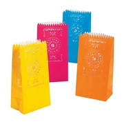 Fun Express 5" x 10" Medium Bright Fiesta Paper Luminary Bags - 12 Pc.