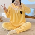 thumbnail image 4 of Sakmal Flannel Nightgowns for Women Winter Moomoo Dress Long Sleeve Crew Neck Soft Yellow Nightgowns for Women XXL, 4 of 8