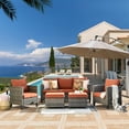 thumbnail image 3 of Ovios 5 Pieces Outdoor Patio Furniture All-Weather Wicker Conversation Set Outside Rattan Sectional Sofa with Cushions for Balcony, 3 of 10