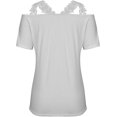 thumbnail image 3 of Lace Crochet Cold Shoulder Tops for Women Trendy Summer Short Sleeve Tunic Shirts Casual Loose Strappy Fashion Casual Loose Sexy Blouse, 3 of 4