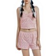 thumbnail image 2 of Musuos Women Summer 2 Pieces Slim Clothes Outfits Floral Print Strapless Wrap Chest Tube Tops and Elastic Waist Shorts Set, 2 of 10