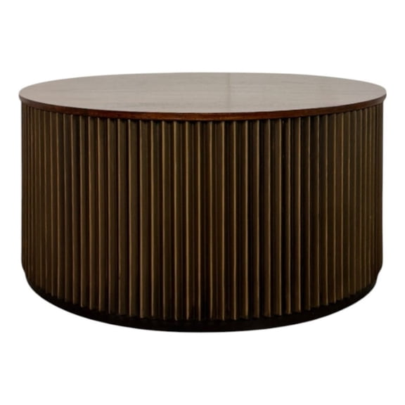 Carolina Harmony 36" Brass Groove Coffee Table in Black Honed