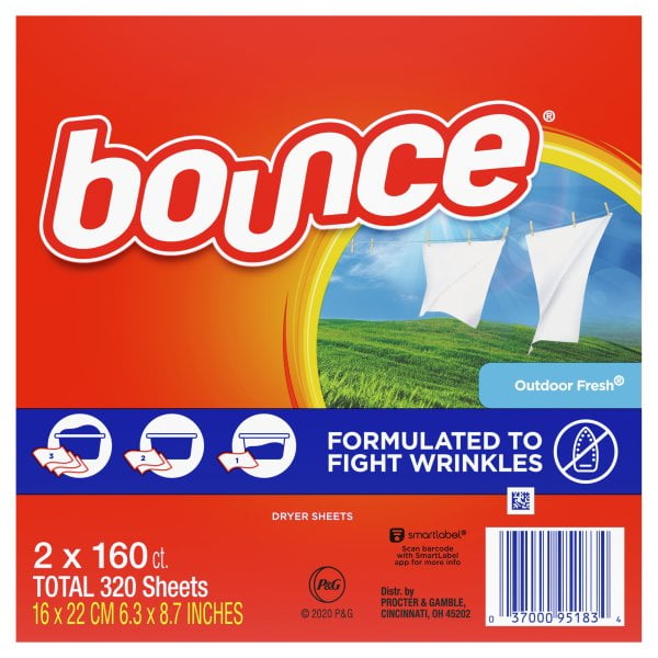 Bounce Dryer Sheets, Outdoor Fresh, 320 Sheets
