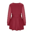 thumbnail image 6 of FRSASU Plus Size Clearance Women Loose Long Sleeve Solid V-neck Blouse T-shirt Tops Red 10(XL), 6 of 7