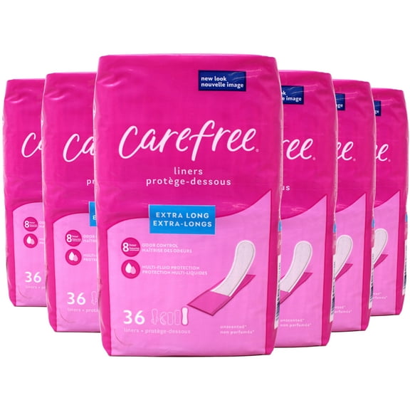 Carefree Acti-Fresh Extra Long Liners Unscented, 36 ea (Pack of 6)
