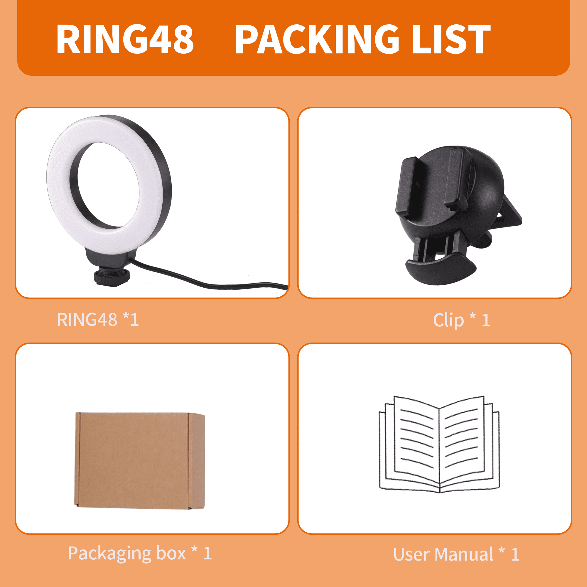 GANGXUN GANGXUN 4" Ring Light with Stand, 48 LED 3200-6500K, 95 CRI, USB Powered for Streaming, Video, Makeup