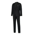 thumbnail image 6 of MSJUHEG Fall Outfits Two Piece Set Button-Down Round Neckline Long Sleeve Men'S Slim Button Suit Color Dress Show Jacket Coat & Pant Mens Sweatpants Black L, 6 of 7