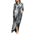 thumbnail image 3 of Lilgiuy Women's Casual Turn-down Collar Long Sleeve With Pocket Printed Long Dresses Performance Active Dance Dress, 3 of 4
