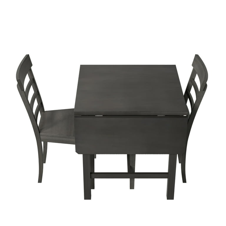Churanty 5 Pieces Wood Square Extendable Dining Table Set with Extension Drop Leaf for Small Places Gray