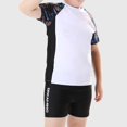 thumbnail image 2 of Toimothcn Kids Boys Swimsuit Short Sleeve Oversized Patchwork Color Compression 2 Peice Bathing Suit Quickly Dry Soft Swimwear Suitable For Beach, 2 of 7