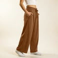 thumbnail image 6 of Iroehba Pants for Women Mid Waist Drawstring Trousers Solid Colored Wide Leg Sweatpants with Side Pockets, Relaxed Cut for Outdoor Strolls and Daily Wear, 6 of 6