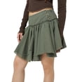 thumbnail image 6 of Liacowi Women Irregular Pleated Skirt Solid Color Elastic Summer A-line Skirt for Beaches Club Streetwear, 6 of 8