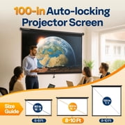 SPECSTAR 100 inch Manual Pull Down Projector Screen, 16:9 HD Retractable Projector Screens with Auto Locking for Movie Home Theater Cinema Office Video Game, Black(87W x 49H Inch Display Area)