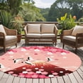 thumbnail image 5 of Pink Mountains Round Area Rug 5ft, Modern Aesthetic Cherry Blossoms Cranes Washable Non-Slip Circle Rugs for Bedroom Living Room Kitchen, Soft Low Pile Carpet for Dining Room Playroom Nursery, 5 of 9