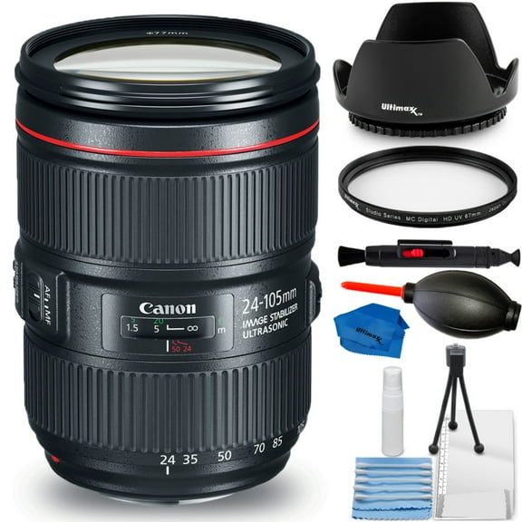 Canon EF 24-105mm f/4L IS II USM Lens with Bundle Includes: Tulip Lens Hood, UV Filter & Much More (7PC Bundle)