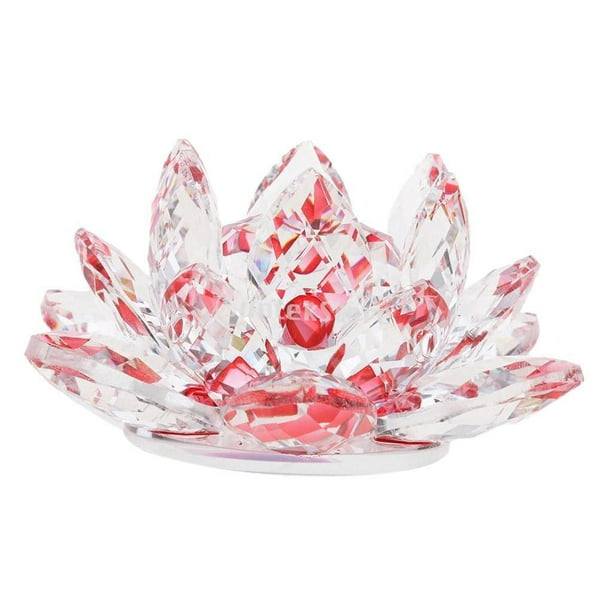 Billuyoard Pisapapeles artesanales de flor de loto de cristal modelo de loto de cristal amarillo Kits de decoración para fiestas Rojo