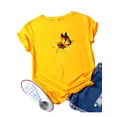 thumbnail image 1 of Innerwin T-Shirt Papillon Imprimé Lettres pour Femmes Manches Courtes Basiques Doré 3TG, 1 of 5