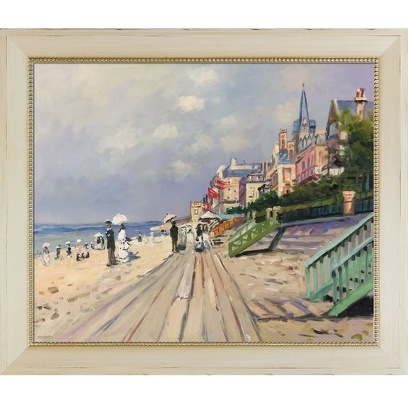 La Pastiche Claude Monet 'The Boardwalk at Trouville' Hand Painted Oil Reproduction