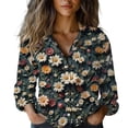 thumbnail image 2 of Endives Womens Cotton Shirt Art Printed Button Down Shirts Casual Womens Tops Long Sleeve Blouse, 2 of 7