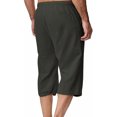 thumbnail image 4 of Pantalones de Lino Casual Suelto Cortado, Color Sólido Cordón Mezcla de Algodón para el Uso Diario, 4 of 8