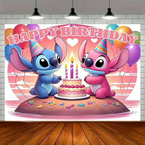 1 piece of Stich's birthday backdrop - highly suitable for home, room, garden and outdoor party decoration. Multi-functional for spring, summer, Ramadan month, Easter.