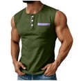 thumbnail image 3 of Jinhomg Mens Casual Henley Tank Top Sleeveless Button Down Workout Shirt with Chest Pocket Soft Summer Gym Muscle Tee for Men Army Green,L, 3 of 7