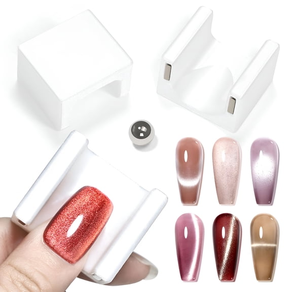 ACDANC Automatic Cat Eye Magnet for Nails, U-Shaped Strong Nail Art Magnet Tool with Ball Magnet, Easy Multiple Cat Eye Effects for Beginners DIY at Home Salon (Magnet Only, No Gel Included)