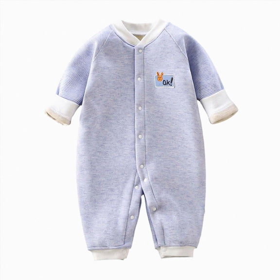 CAUYDY Preemie Boys Bodysuit Baby Clothes 3 6 9 Months 1T 2T Newborn Long Sleeve Romper Fall Winter Infant Boy Pajamas Toddler Sleepers Blue for Sizes 6-9 Months