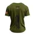 thumbnail image 4 of Mens 4th of July Shirts Short Sleeve Tshirts Casual Waffle American Flag Print Tops Independence Day Patriotic Pullover USA 250th Anniversary Celebration Party Crew Neck 1776-2026 Tees Army Green L, 4 of 4