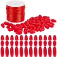 thumbnail image 1 of Juego de 30 conectores de barril de plástico rojo de 24 mm con cierre de seguridad de ruptura y 10,9 yardas/10 m de cordón de nailon de 2 mm., 1 of 9