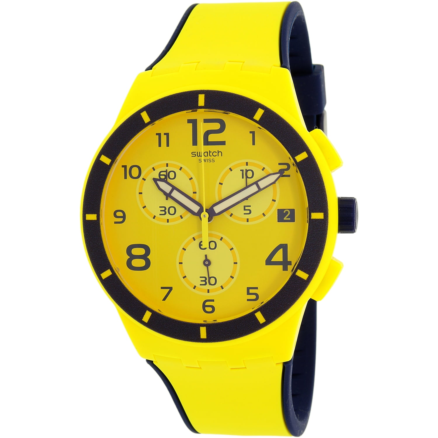 Swatch Swatch Men s Chrono Plastic SUSJ401 Yellow Silicone Quartz 