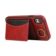 thumbnail image 5 of for iPhone XR Wallet Case with Card Slots, Hand Wrist Strap Rotate Ring Design, Finger Grip Ring PU Leather Magnetic Button Shockproof Purse Phone Cover for iPhone XR, Red, 5 of 7