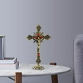 thumbnail image 4 of Crucifijo católico cristiano de pie Cruz de Cristo Crucifijo Decoración Oración Bronce, 4 of 9