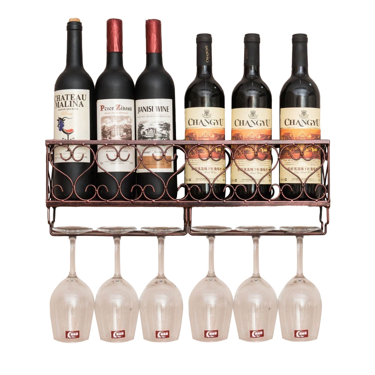Uptyia Wall Mounted Wine Rack Glasses Holder Kitchen Organization with