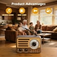 thumbnail image 2 of Retro Transistor Radio, Small Rechargeable Portable Radio, Personal Radio AM FM SW with 1800mAh Lithium-ion Battery, Support TF Card/Aux/USB MP3 Player Perfect for Indoor, Outdoor Use - Bronze, 2 of 13
