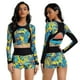 thumbnail image 1 of Traje de baño de manga larga para mujer, camisa para surfear, traje de baño de dos piezas, conjunto de pantalones cortos geométricos, traje de baño con protección Uv, 1 of 5