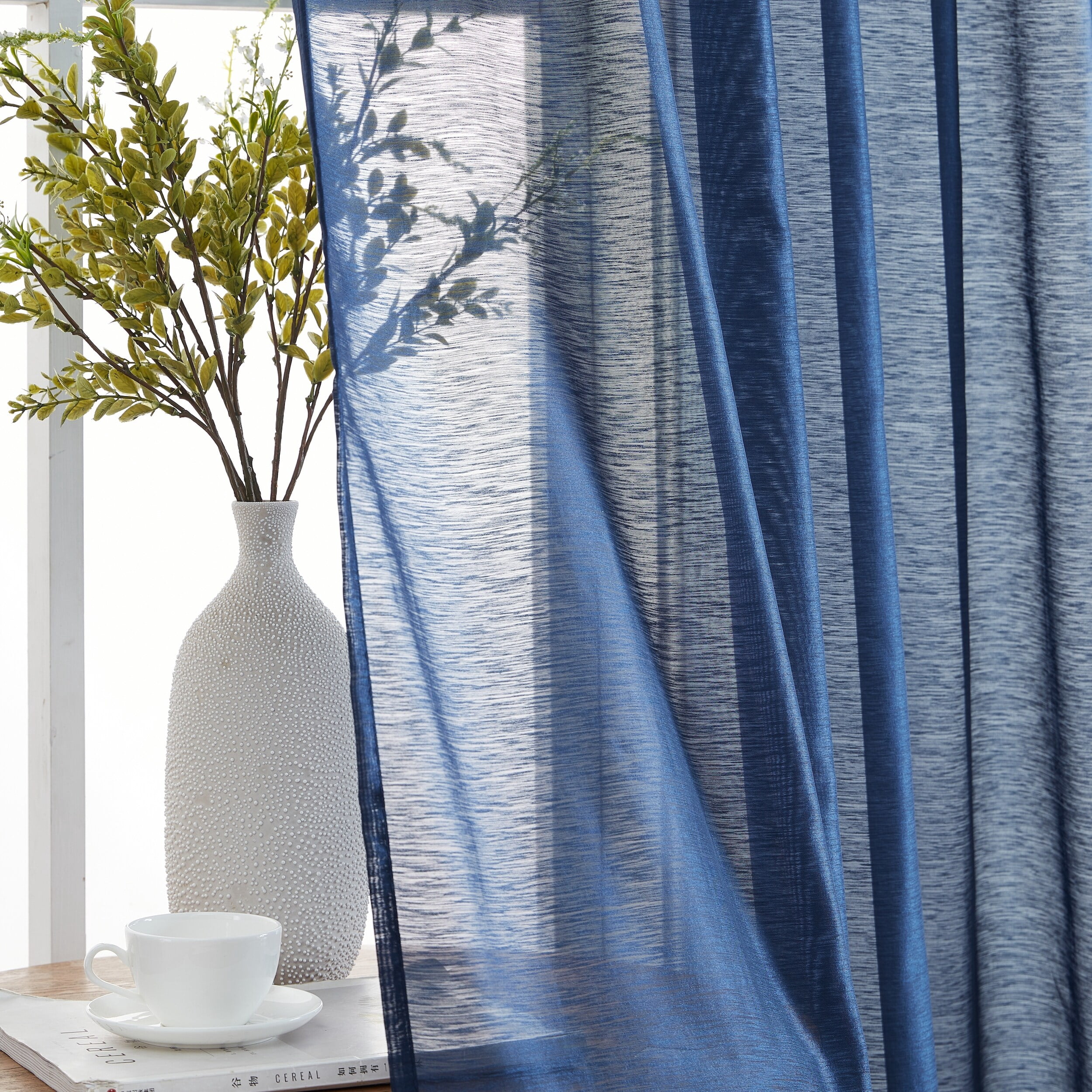 THD Scarlett Semi Sheer Pocket Top & Back Tab Lightweight Window Curtains Drapery Panels, 2 Panels