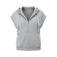 thumbnail image 6 of UQJfacai Short Sleeve Hoodies For Women Full Zip Up Drawstring Fleece Sweatshirt With Pocket Fall Fashion Basic jacket, 6 of 6