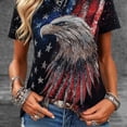 thumbnail image 4 of Ailaofu Women's Casual Short Sleeve T-Shirt Independence Day Print Crew Neck Top Comfortable Summer Everyday Shirt, 4 of 5