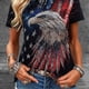 thumbnail image 3 of Mujeres Manga Corta Tops Moda Casual Cómoda Impresión Manga Corta V Cuello Blusa Camiseta Top Suave Y Transpirable Tela Multi-Ocasión Usabilidad, 3 of 5