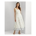 thumbnail image 3 of LAUREN RALPH LAUREN Womens White Smocked Embroidered Clip Dots Lined Scalloped Tiered Floral Midi A-Line Skirt 14, 3 of 4