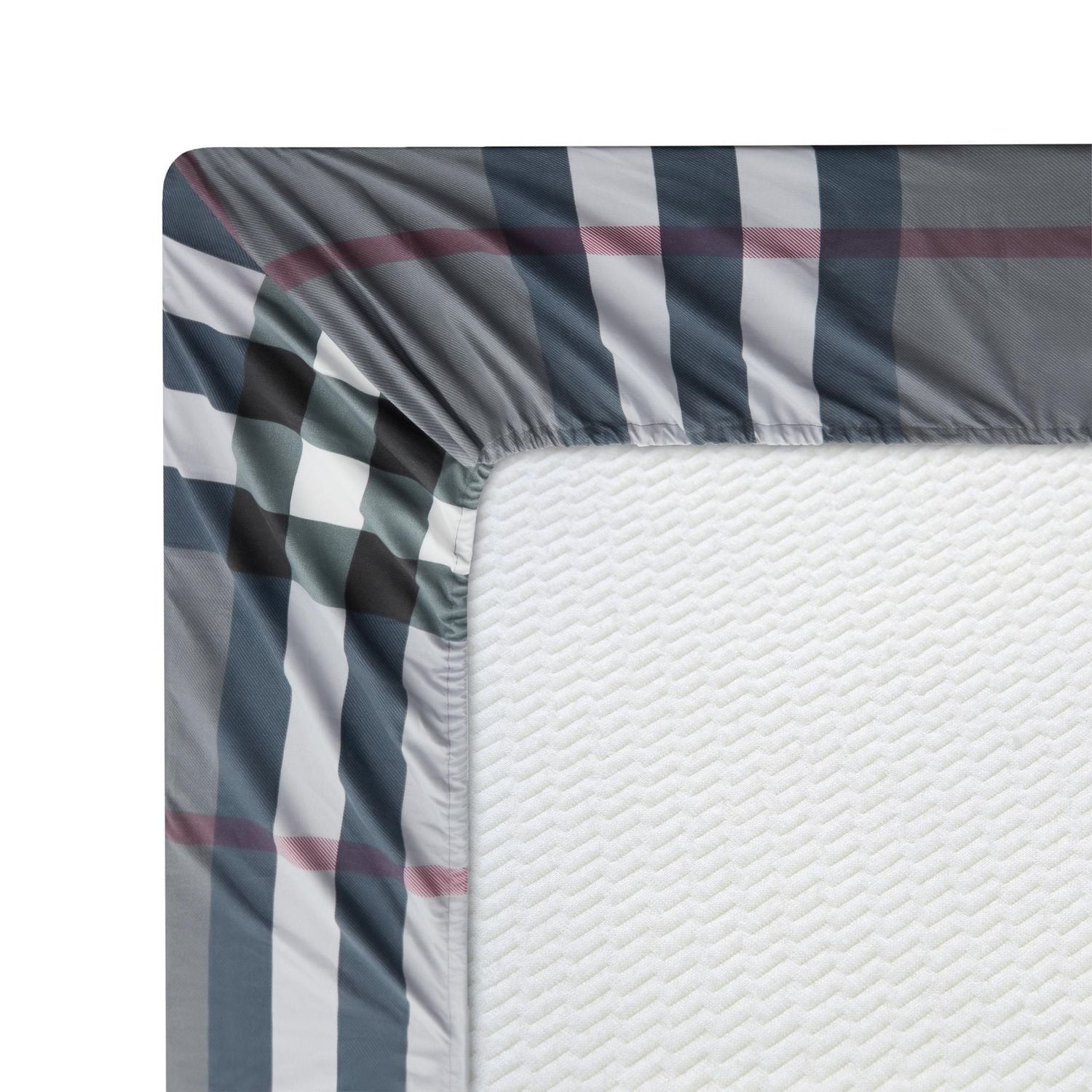 Literie Marina Décoration douce, soyeuse et riche en rayonne de bambou imprimée, toutes saisons, housse de couette, drap-housse, avec fermeture éclair et lien d'angle, motif tartan gris moderne