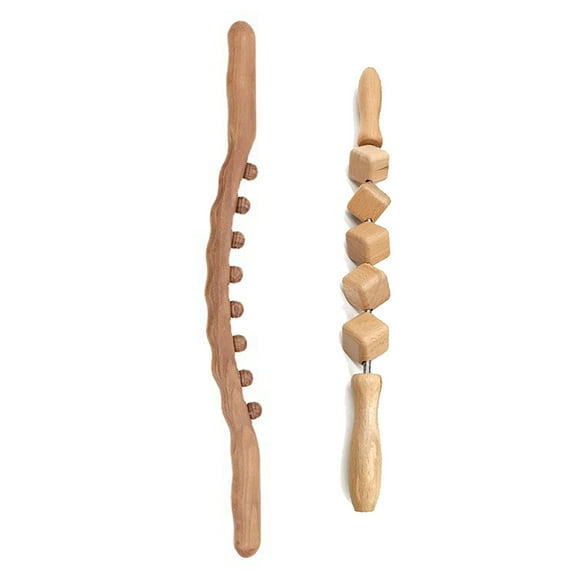 EASTIN 2PCS Wooden Massage Roller Tools Anti Cellulite Massager, Handheld Wood Therapy Massage Roller, Lymphatic Drainage Massage Tool Set for Body Muscle Pain Relief