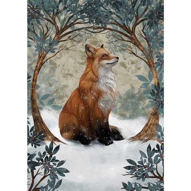 Pintura de diamantes (DE7947) 30x40cm 5D DIY Forest Fox Round Kit Rhinestones Home Art 20X30cm Hugtrwg Para estrenar